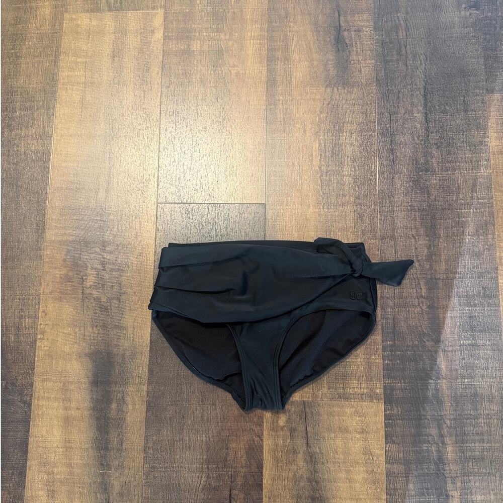 Albion Fit Simone Bikini Bottom Black Tie Waist Swim Size XS